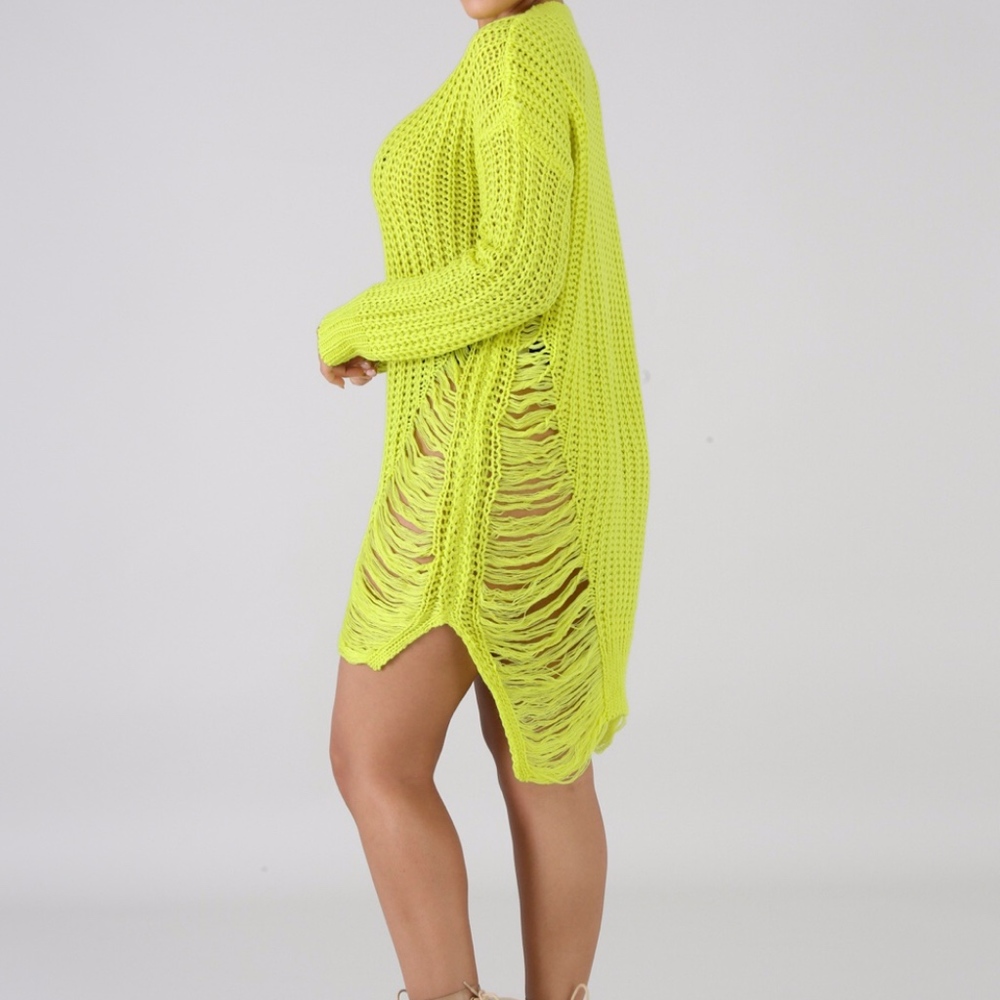 NEW  DISTRESSED SWEATER DRESS - Picture 3 of 4